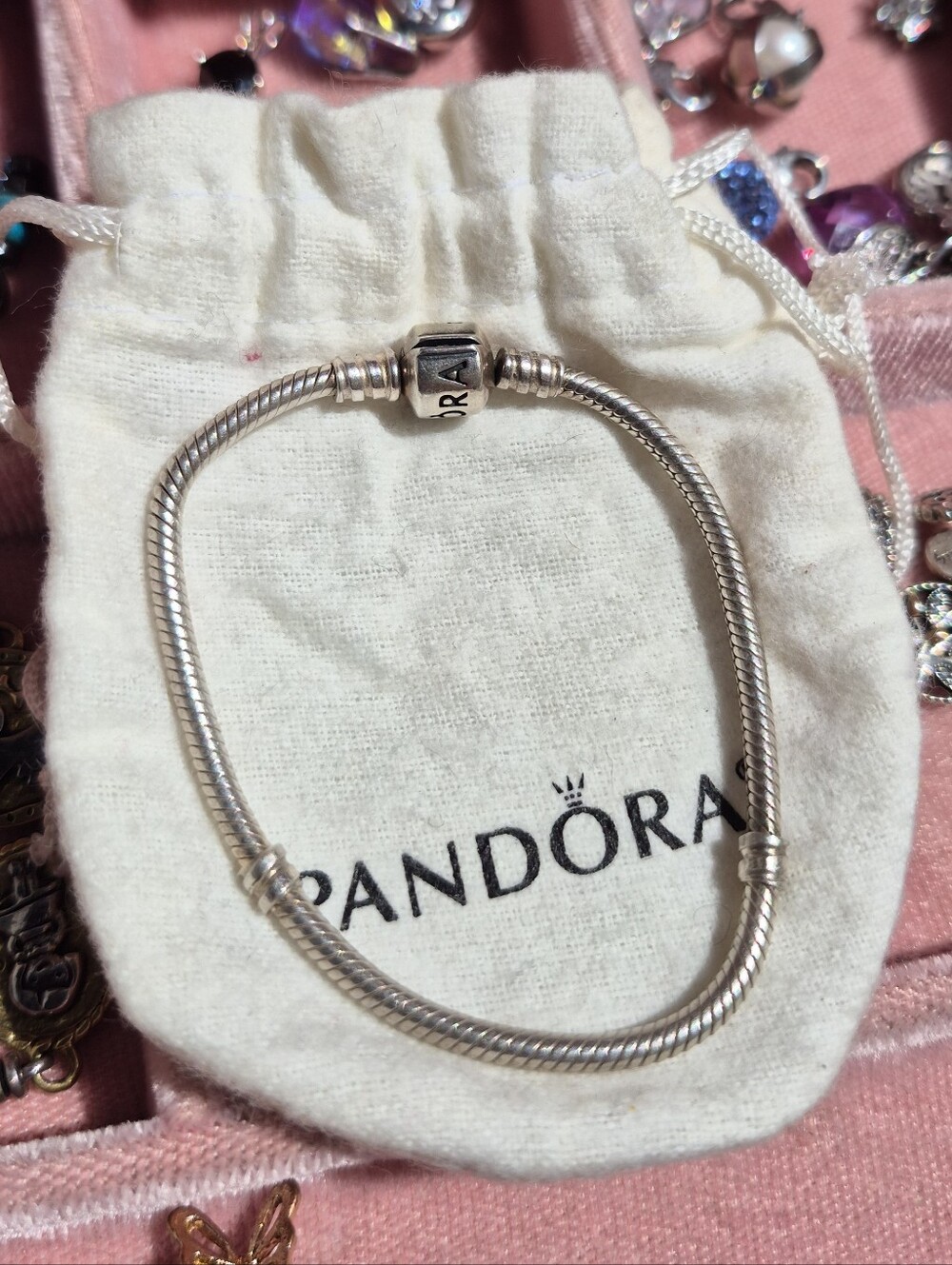 Pandora Silver Snake Chain Bracelet with Box Clasp